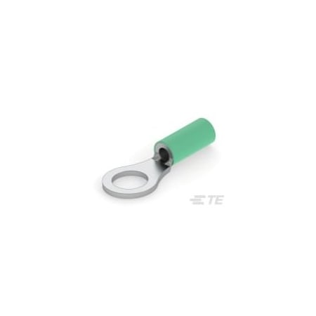 Te Connectivity Ring Terminal, #8 Stud Size, 1.31 mm², Bare Insulated, Green 1-321897-5